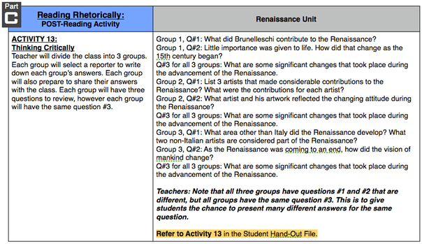 PART C: Reading Thetorically - Post-Reading Activity | Lawndale E.R.W.C.